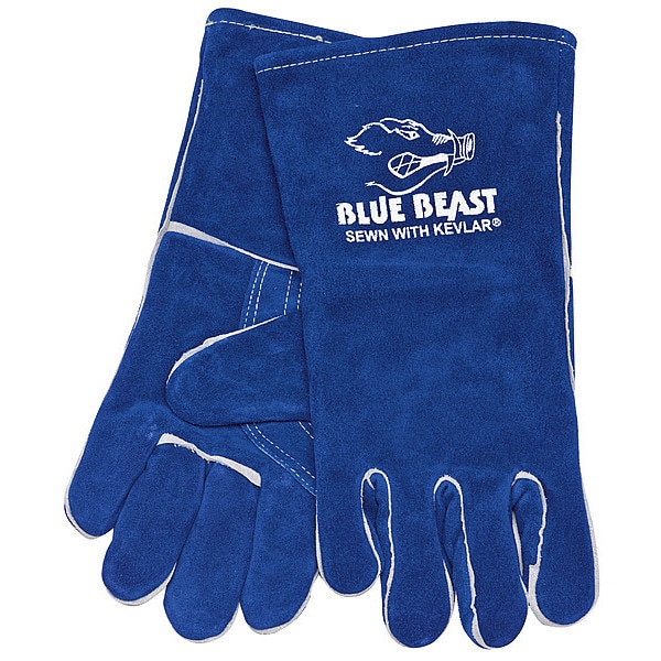 Mcr Safety Blue Beast Welding Gloves, Gauntlet Cuff, Wing Thumb, Premium Cowhide, XL, 1 PR - 4600