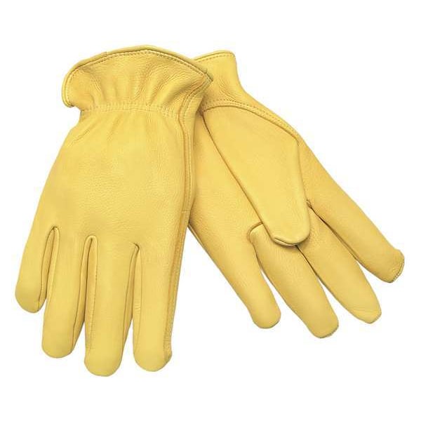Mcr Safety Leather Drivers Gloves, Shirred Slip-On Cuff, Keystone Thumb, Gold, XL, 1 PR - 3500XL