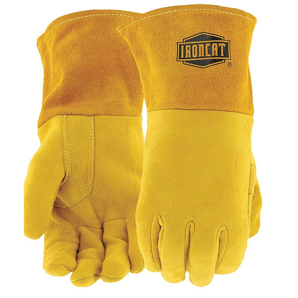 Ironcat Welding Gloves, Gauntlet Cuff, Straight Thumb, A Cowhide, L, 1 PR - 6030/L