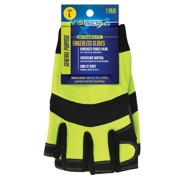 Viswerx Hi-Vis Fingerless Glove-Adj Wrist LG - 127-11047