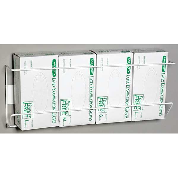 Zoro Select Glove Box Dispenser, Enamel-Coated Steel Wire, Holds (4) Boxes , White , 7-1/4"H x 22"W x 3-1/2"D - 6GKY4