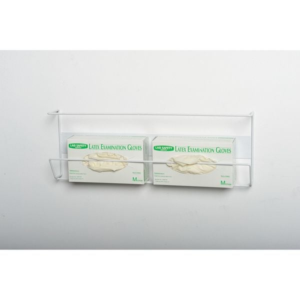 Zoro Select Glove Box Dispenser, Enamel-Coated Steel Wire, Holds (4) Boxes , White , 7-1/4"H x 22"W x 3-1/2"D - 6GKY4