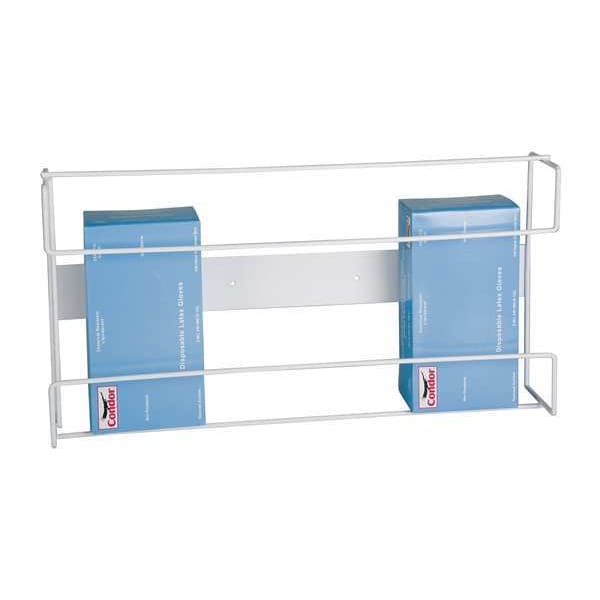 Zoro Select Glove Box Dispenser, Enamel-Coated Steel Wire, Holds (4) Boxes , White , 7-1/4"H x 22"W x 3-1/2"D - 6GKY4