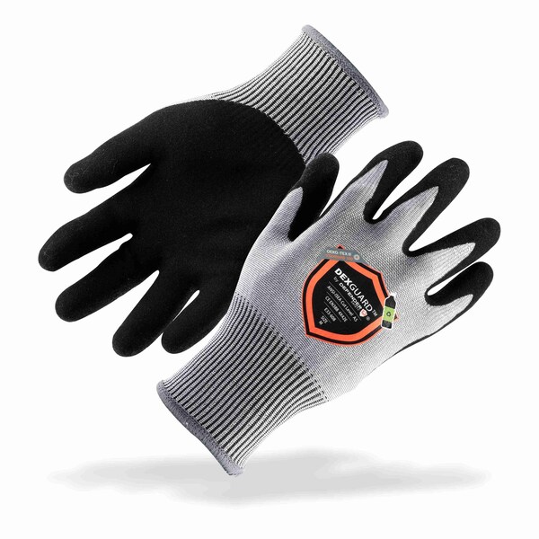 Defender Safety Cut Resistant Coated Gloves, Cut Level A5 , Palm and Fingers: Textured Latex , Textured , L 1 PR - DXG-E33-608L