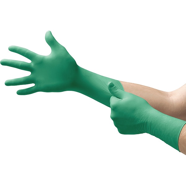 Ansell Cleanroom Gloves, 5 ISO Class, Neoprene, 11 1/2 in L, 7 mil, Green, S, 200 PK - 73-701