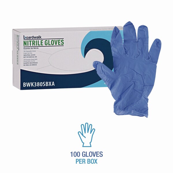 Boardwalk Disposable General-Purpose Nitrile Gloves, Small, Blue, 4 mil, 100PK - 380SBXA
