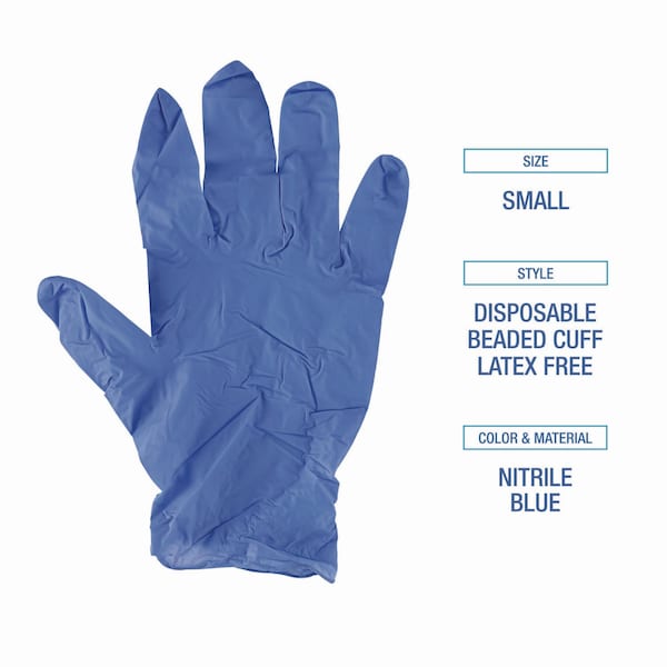 Boardwalk Disposable General-Purpose Nitrile Gloves, Small, Blue, 4 mil, 100PK - 380SBXA
