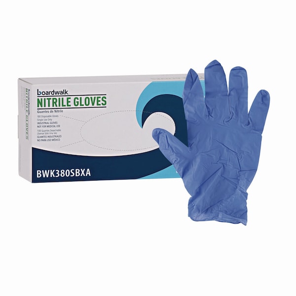 Boardwalk Disposable General-Purpose Nitrile Gloves, Small, Blue, 4 mil, 100PK - 380SBXA