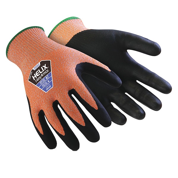 Hexarmor Knit Gloves, HPPE, Nitrile, , Sandy Palm, Knit, Orange, 1 PR - 2052-XL (10)