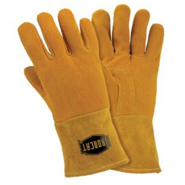 West Chester Protective Gear 813-6030-M Gold Ironcat Insulated Top Grain Reverse Deerskin MIG Welding Gloves, 6PK - 813-6030/M