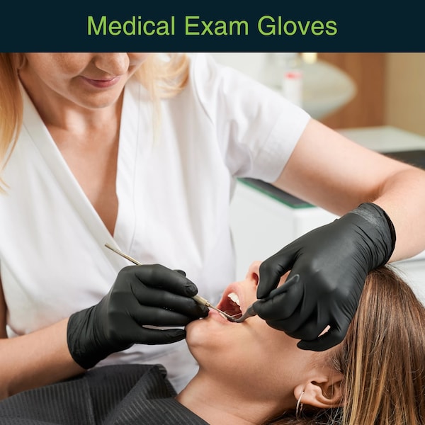 Fifthpulse Disposable Gloves, Vinyl, Powder-Free, M, 200 PK, Black - FMN100118