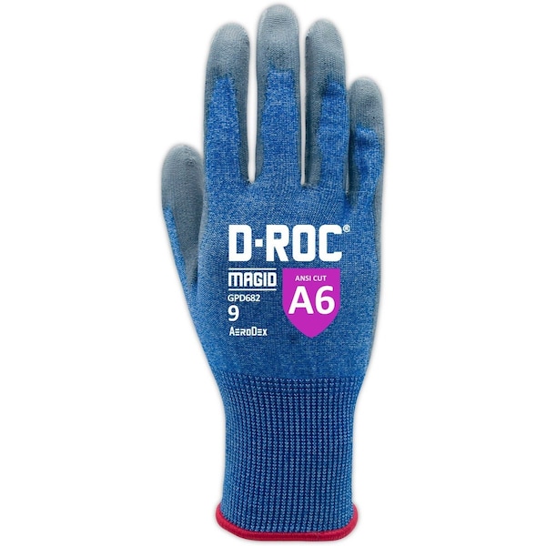 Magid Cut Resistant Gloves, Polyurethane, 5 Abrasion Level, Gray, 1 PR - GPD682-6