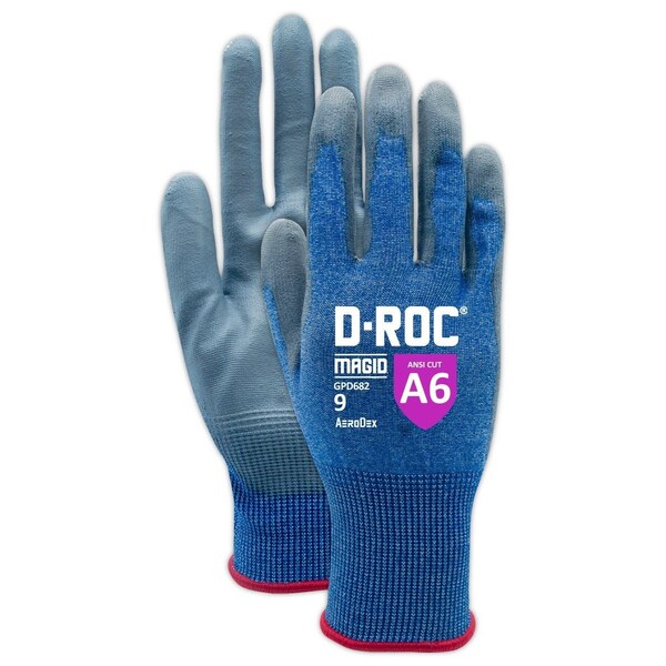 Magid Cut Resistant Gloves, Polyurethane, 5 Abrasion Level, Gray, 1 PR - GPD682-6