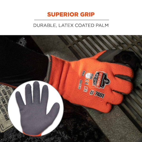 Ergodyne Orange Coated Lightweight Winter Work Gloves, XL, PK144 - 7401-CASE