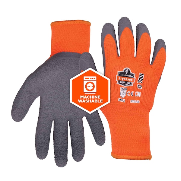 Ergodyne Orange Coated Lightweight Winter Work Gloves, XL, PK144 - 7401-CASE