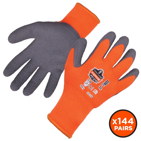 Ergodyne Orange Coated Lightweight Winter Work Gloves, XL, PK144 - 7401-CASE