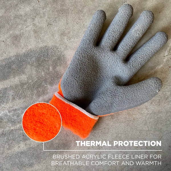 Ergodyne Orange Coated Lightweight Winter Work Gloves, XL, PK144 - 7401-CASE