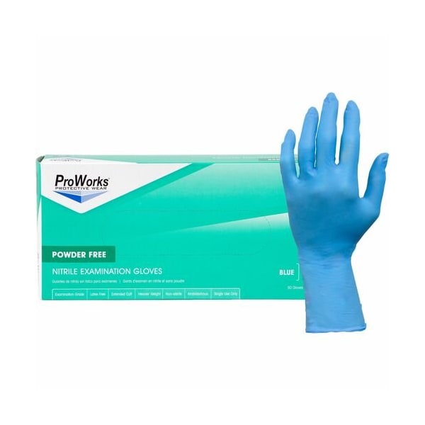 Hospeco Disposable Gloves, 8 mil Palm, Nitrile, Powder-Free, 2XL, 10 PK, Blue - HOSN108EPF2XL