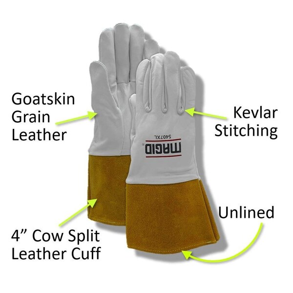 Magid Leather Gloves, GauntletGauntlet Cuff Cuff, Straight Thumb Thumb, 1 PR - 5407-XL