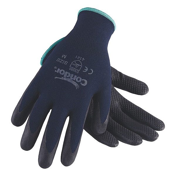 Condor Coated Gloves, Nitrile, Fish Net Pattern on Palm, Palm, 3 Abrasion Level, Blue, XL 1 PR - 20GZ68