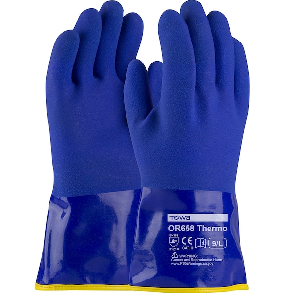 Pip Cold Protection Gloves, PVC and Cotton Palm, Interlock/Terry Cloth Lining, Blue, Xl - 58-8658DL/XL