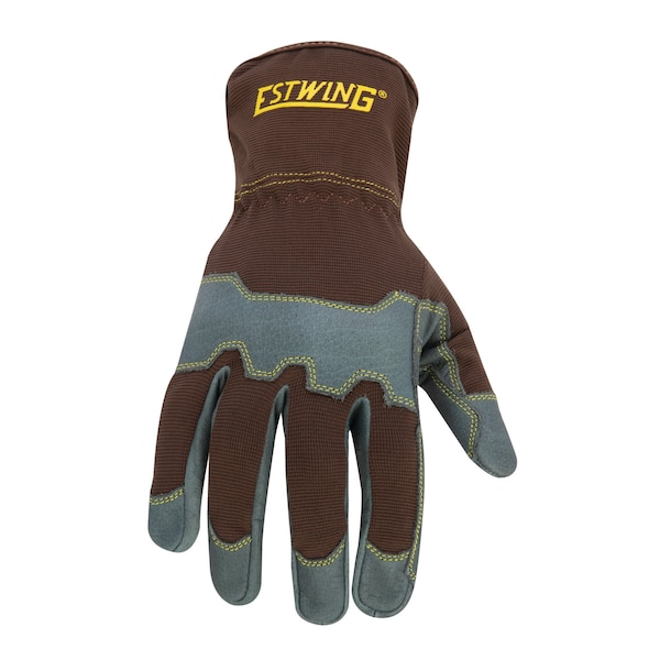 Estwing Reinforced Knuckle Leather Palm Work Glove with Elastic Sewn Extended Cuff, Medium - EWLP1009