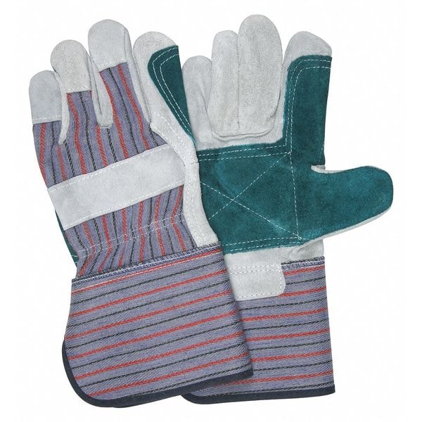 Mcr Safety Leather Palm Gloves, Gauntlet Cuff, Wing Thumb, L, 12 PK - 1312