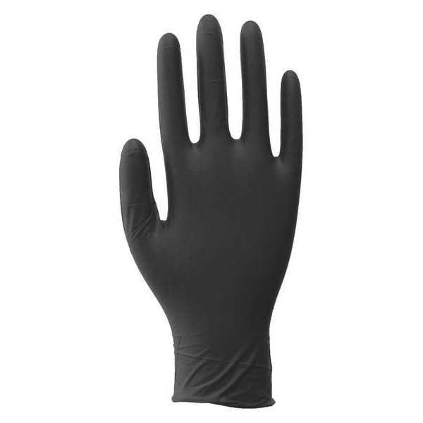 Condor Disposable Gloves, 3.5 mil Palm, Nitrile, Powder-Free, L (9), 100 PK, Black - 48UM41