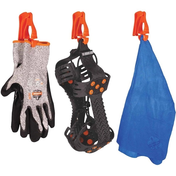 Ergodyne Glove Holder Clip, Non-Conductive Acetal Copolymer, Holds (1) Pair of Gloves , Orange - 3405
