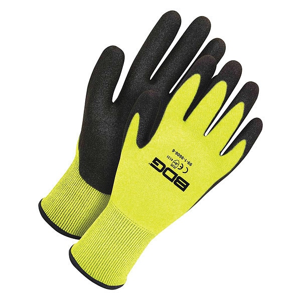 Bdg Seamless Hi-Viz Coated Gloves, , Dipped , Foam Nitrile , Sandy , 3XL (12) - 99-1-9606-12