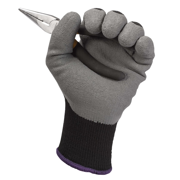 Kleenguard Coated Gloves, Latex, Crinkled, Palm, 2 Abrasion Level, Black/Gray, S (7) 1 PR - 97270