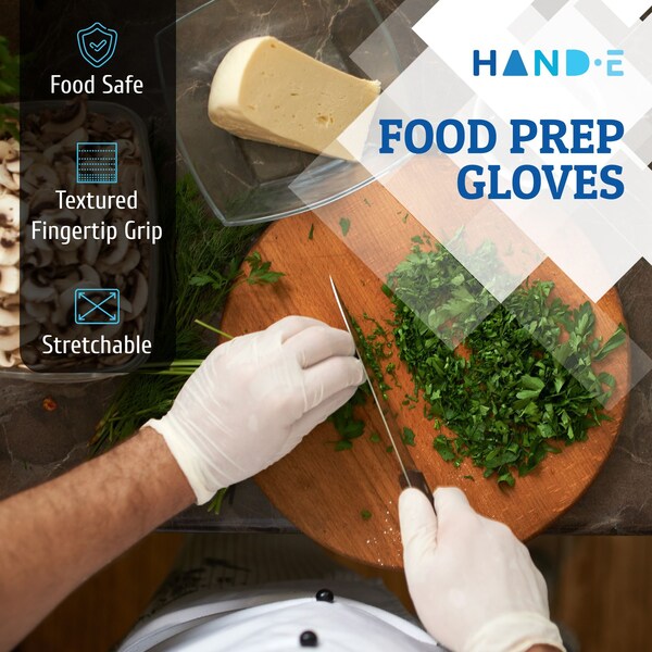 Hand-E Disposable Gloves, 3 mil Palm, Nitrile, Powder-Free, S, 20 PK, White - HND-82735