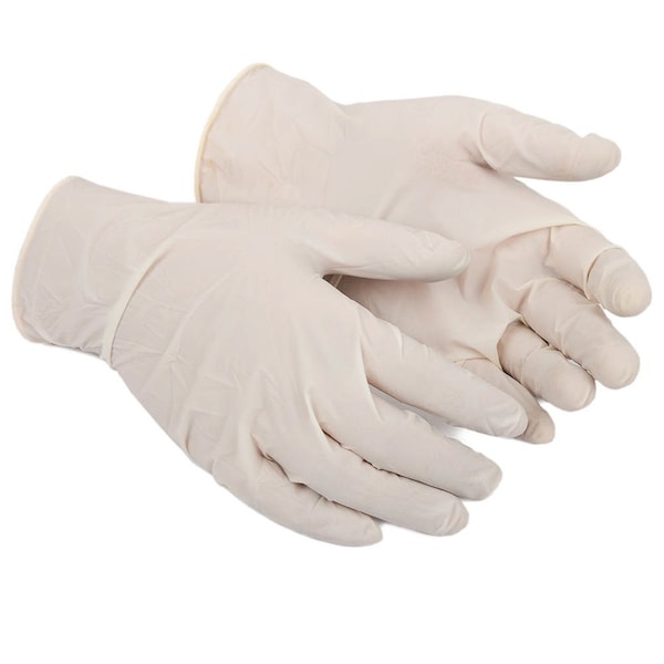 Forney Disposable Gloves, 5 mil Palm, Latex, Powdered, OneSize - 53409