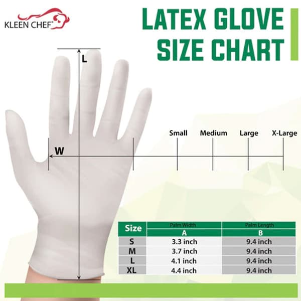 Kleen Chef Disposable Gloves, Latex, Powder-Free, XL, 100 PK, Natural - KC-MS-XL-DLG-1NR-Z