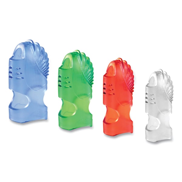 Lee Gel Fingertip Grips, Size 3, Assorted, PK10, Thermoplastic Elastomers(TPE), Blue; Clear; Green; Red - 61030