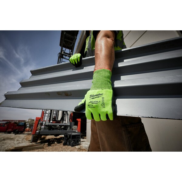 Milwaukee Tool Hi-Vis Cut Resistant Coated Gloves, , Smooth Palm, Knit, Lime, 12 PK - 48-73-8953B