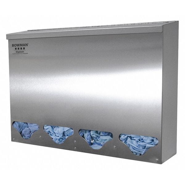 Bowman Dispensers Bulk Dispenser, 4 Compartments, Silver - BK314-0300