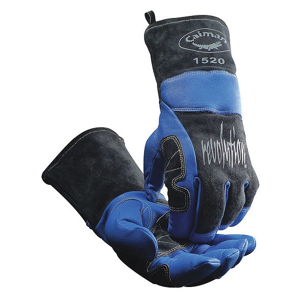 Caiman 1520 Welding Gloves, Gauntlet Cuff, Reinforced Thumb, Premium Goatskin, L, 1 PR - 15205