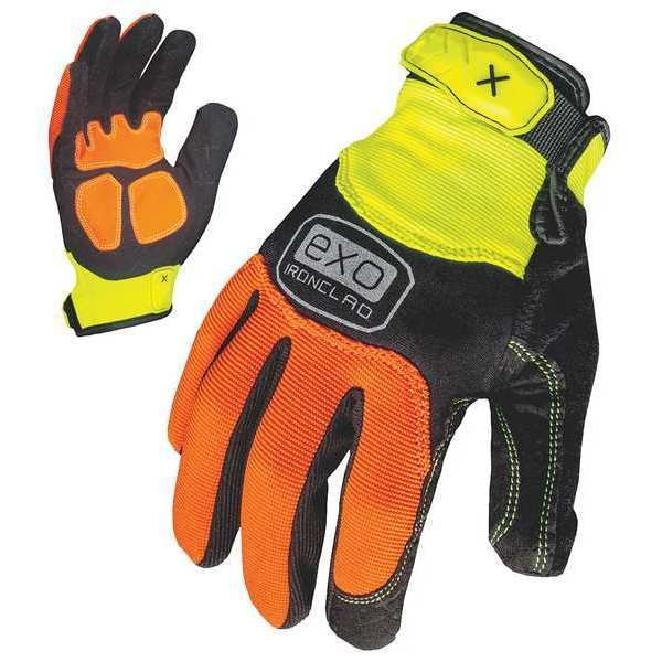 Ironclad Performance Wear EXO Hi-Vis Mechanics Gloves, Embossed Synthetic Leather, Duraclad Palm, Polyester Back, XL - EXO2-HZA-05-XL