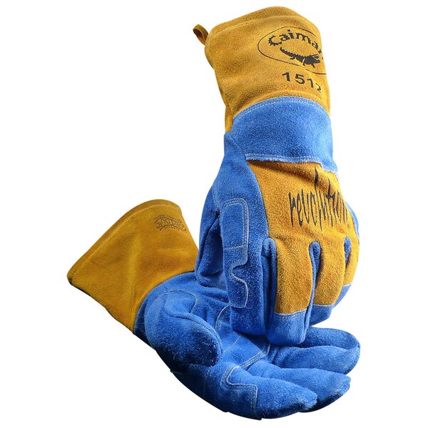 Caiman 1512 Welding Gloves, Gauntlet Cuff, Reinforced Thumb, Premium Cowhide, Universal, 1 PR - 1512