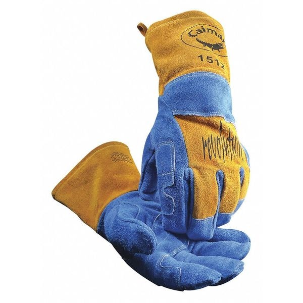 Caiman 1512 Welding Gloves, Gauntlet Cuff, Reinforced Thumb, Premium Cowhide, Universal, 1 PR - 1512