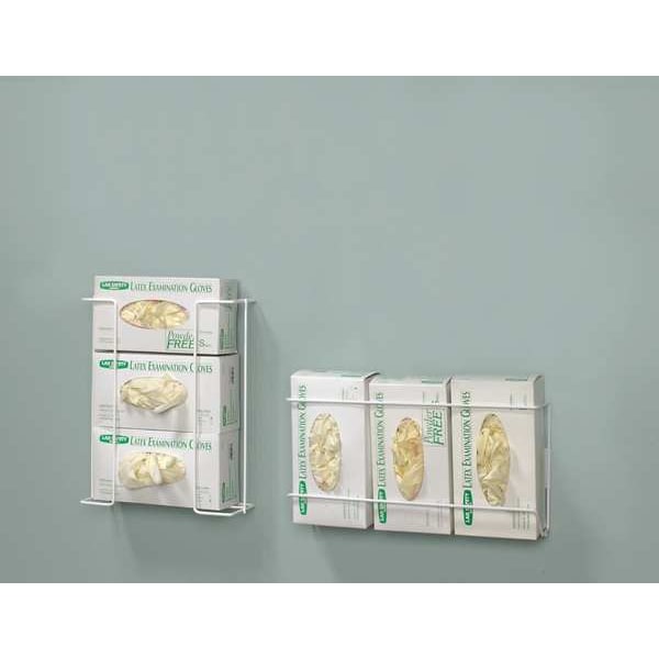 Zoro Select Glove Box Dispenser, Enamel-Coated Steel Wire, Holds (1) Box , White , 4"H x 11-3/8"W x 3-1/2"D - 6GKX9