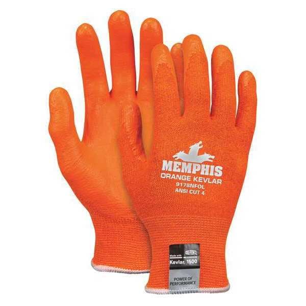 Mcr Safety Hi-Vis Cut-Resistant Coated Gloves, Cut Level A4 , Dipped , Foam Nitrile , Smooth , XL 1 PR - 9178NFOXL