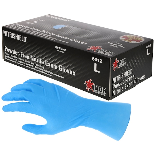 Mcr Safety NitriMed, Disposable Gloves, Nitrile, Powder Free, 2XL, 1000 PK, Blue - 6012XXL