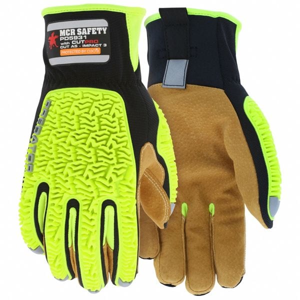 Mcr Safety Predator Mechanics Gloves, Leather Palm, SpandexÂ® Back, L (9), Brown - PD5931L
