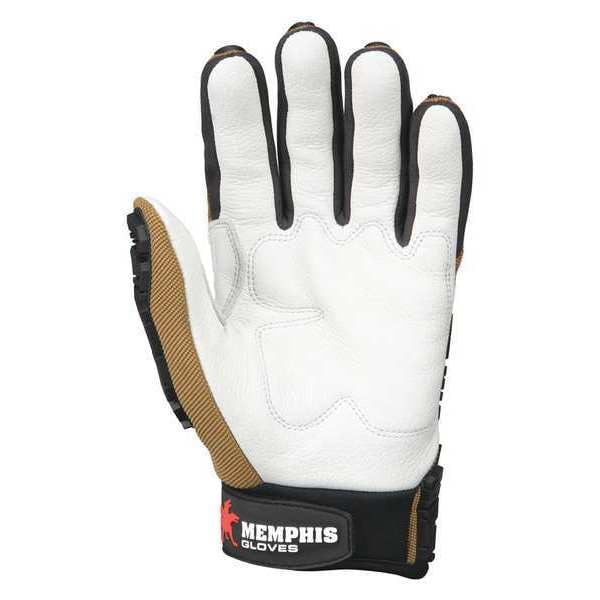 Mcr Safety Predator Multi-Task Mechanics Gloves, Cow Grain Leather Palm, SpandexÂ® Back, L, Black/Brown/White - PD2903L