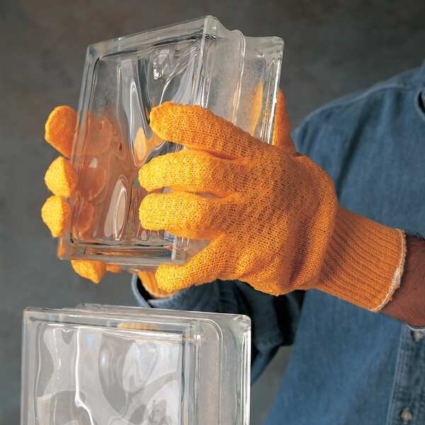 Mcr Safety Knit Gloves, Acrylic, Fish Net Palm, Orange, 12 PK - 9675S