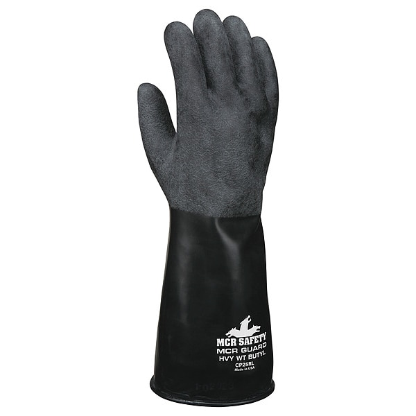 Mcr Safety CP25 Chemical Resistant Gloves, Butyl, 14 in L, 25 mil, Black, L, 1 PR - CP25RL