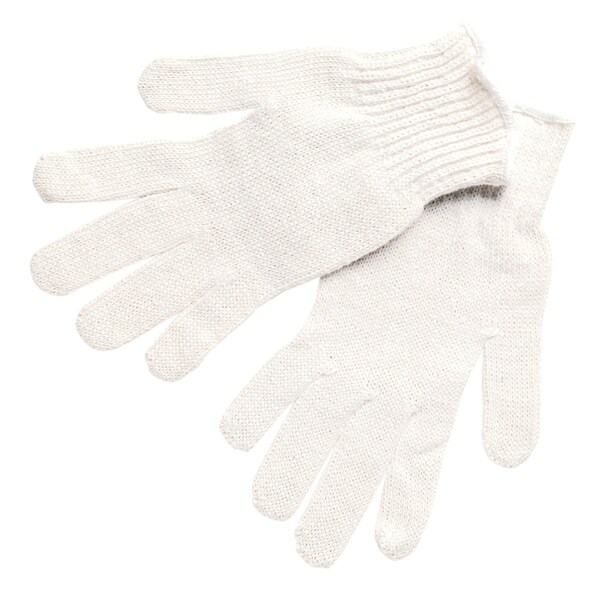 Mcr Safety Gloves, Reg Cotton/Polyester White 7 Gauge, M, 12PK - 9500M