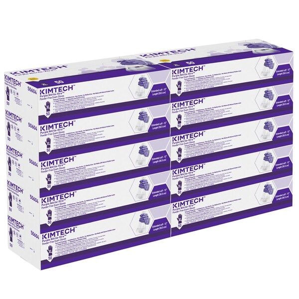 Kimtech Purple Nitrile-Xtra, Disposable Gloves, 6 mil Palm, Nitrile, Powder-Free, XL (10), 500 PK, Purple - 50604
